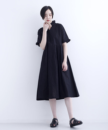 MERLOT IKYU | 綿麻フリルハイネックワンピース1446(シャツワンピース)