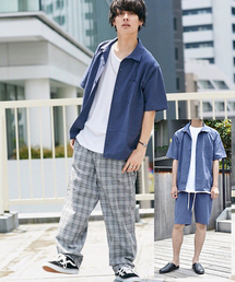 kutir | vintage clothe set-up / ヴィンテージ風コットン　オープンカラーシャツ×ハーフパンツ　セットアップ(シャツ/ブラウス)