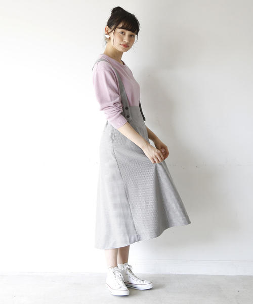 coen（コーエン）の「【2WAY】チェックロングフレアスカート ( ジャンパースカート )（スカート・レディース・ブラウン/ブラック・MEDIUM/LARGE）」の6枚目の写真