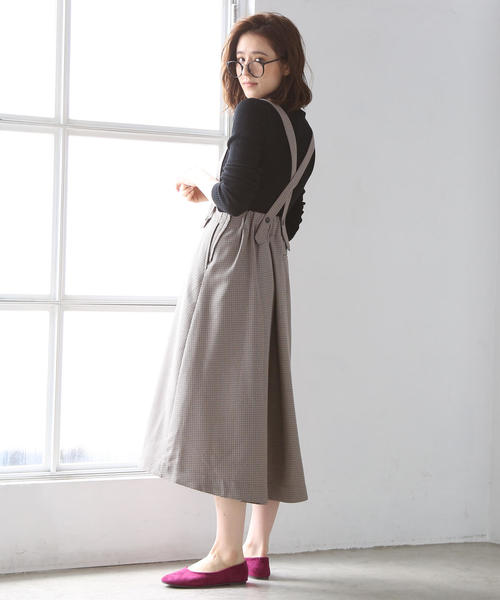 coen（コーエン）の「【2WAY】チェックロングフレアスカート ( ジャンパースカート )（スカート・レディース・ブラウン/ブラック・MEDIUM/LARGE）」の7枚目の写真
