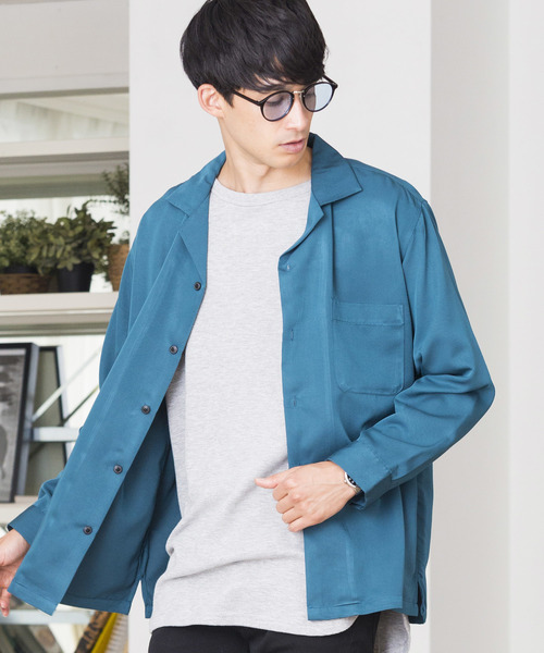 WEGO(ウィゴー)の「WEGO/フィブリルオープンカラーシャツ(シャツ/ブラウス・メンズ・ブラック/パープル/ブラウン/ピンク/グリーン系その他/ワイン・MEDIUM/LARGE)」の4枚目の写真