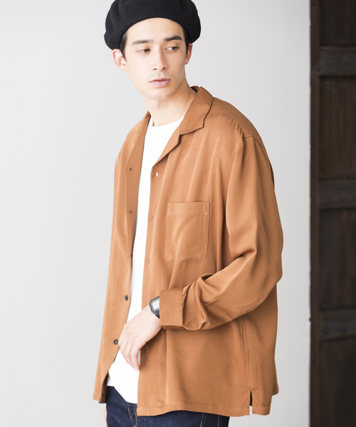 WEGO(ウィゴー)の「WEGO/フィブリルオープンカラーシャツ(シャツ/ブラウス・メンズ・ブラック/パープル/ブラウン/ピンク/グリーン系その他/ワイン・MEDIUM/LARGE)」の3枚目の写真