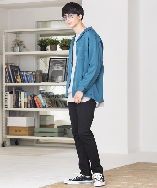 WEGO(ウィゴー)の「WEGO/フィブリルオープンカラーシャツ(シャツ/ブラウス・メンズ・ブラック/パープル/ブラウン/ピンク/グリーン系その他/ワイン・MEDIUM/LARGE)」の15枚目の写真