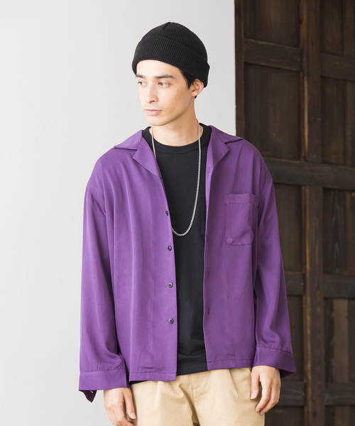 WEGO(ウィゴー)の「WEGO/フィブリルオープンカラーシャツ(シャツ/ブラウス・メンズ・ブラック/パープル/ブラウン/ピンク/グリーン系その他/ワイン・MEDIUM/LARGE)」の19枚目の写真