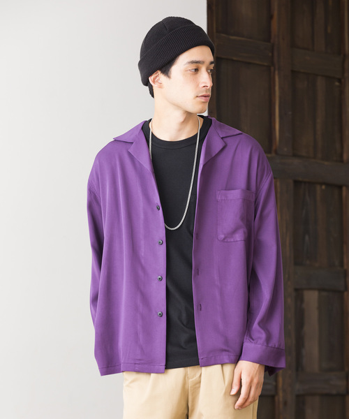 WEGO(ウィゴー)の「WEGO/フィブリルオープンカラーシャツ(シャツ/ブラウス・メンズ・ブラック/パープル/ブラウン/ピンク/グリーン系その他/ワイン・MEDIUM/LARGE)」の20枚目の写真