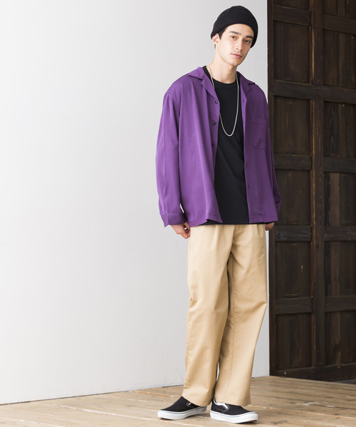 WEGO(ウィゴー)の「WEGO/フィブリルオープンカラーシャツ(シャツ/ブラウス・メンズ・ブラック/パープル/ブラウン/ピンク/グリーン系その他/ワイン・MEDIUM/LARGE)」の21枚目の写真