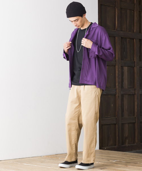 WEGO(ウィゴー)の「WEGO/フィブリルオープンカラーシャツ(シャツ/ブラウス・メンズ・ブラック/パープル/ブラウン/ピンク/グリーン系その他/ワイン・MEDIUM/LARGE)」の22枚目の写真