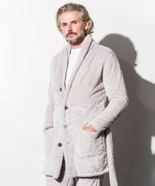 1piu1uguale3 RELAX(ウノピュウノウグァーレトレリラックス)の「1PIU1UGUALE3 RELAX(ウノピゥウノウグァーレトレ)両面ボアフリースガウンコート(カーディガン/ボレロ・メンズ・ブラック/グレー/ネイビー・SMALL/MEDIUM/LARGE/X-LARGE/XX-LARGE)」の7枚目の写真