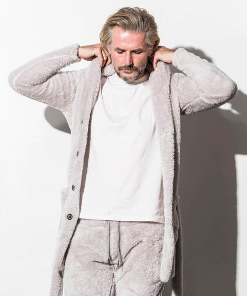 1piu1uguale3 RELAX(ウノピュウノウグァーレトレリラックス)の「1PIU1UGUALE3 RELAX(ウノピゥウノウグァーレトレ)両面ボアフリースガウンコート(カーディガン/ボレロ・メンズ・ブラック/グレー/ネイビー・SMALL/MEDIUM/LARGE/X-LARGE/XX-LARGE)」の8枚目の写真