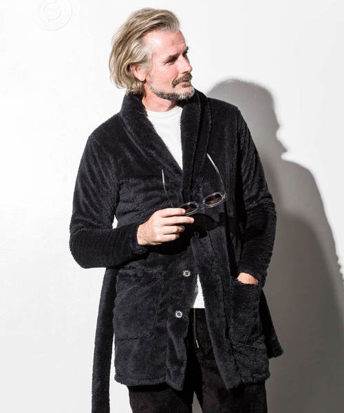 1piu1uguale3 RELAX(ウノピュウノウグァーレトレリラックス)の「1PIU1UGUALE3 RELAX(ウノピゥウノウグァーレトレ)両面ボアフリースガウンコート(カーディガン/ボレロ・メンズ・ブラック/グレー/ネイビー・SMALL/MEDIUM/LARGE/X-LARGE/XX-LARGE)」の11枚目の写真