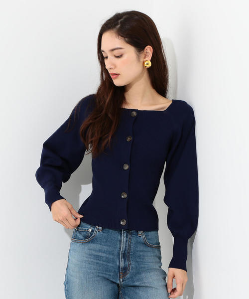 Jewel Changes（ジュエルチェンジズ）の「CS R/PE リブ スクエアネック カーディガン（カーディガン/ボレロ・レディース・ロイヤルブルー/グレー/レッド・FREE）」の3枚目の写真