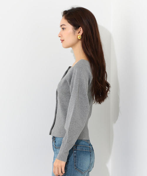 Jewel Changes（ジュエルチェンジズ）の「CS R/PE リブ スクエアネック カーディガン（カーディガン/ボレロ・レディース・ロイヤルブルー/グレー/レッド・FREE）」の12枚目の写真