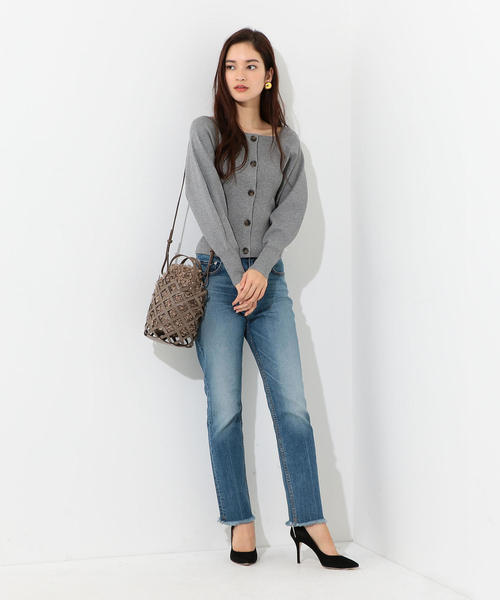 Jewel Changes（ジュエルチェンジズ）の「CS R/PE リブ スクエアネック カーディガン（カーディガン/ボレロ・レディース・ロイヤルブルー/グレー/レッド・FREE）」の13枚目の写真