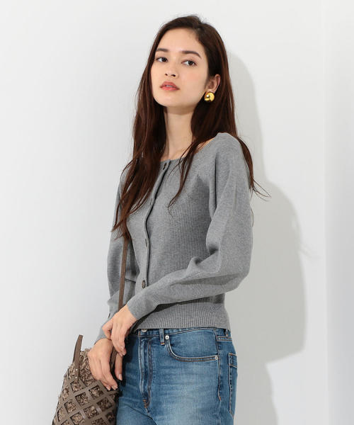 Jewel Changes（ジュエルチェンジズ）の「CS R/PE リブ スクエアネック カーディガン（カーディガン/ボレロ・レディース・ロイヤルブルー/グレー/レッド・FREE）」の7枚目の写真