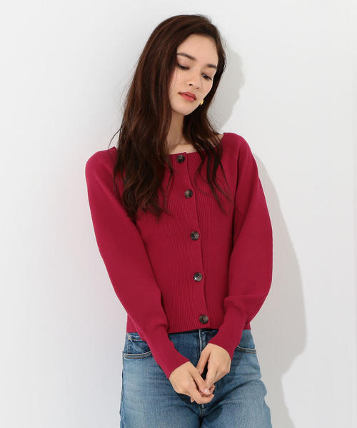 Jewel Changes（ジュエルチェンジズ）の「CS R/PE リブ スクエアネック カーディガン（カーディガン/ボレロ・レディース・ロイヤルブルー/グレー/レッド・FREE）」の14枚目の写真