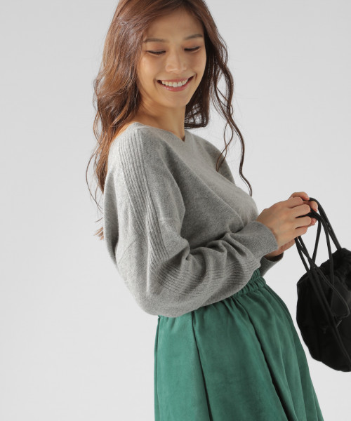 BAYFLOW（ベイフロー）の「[洗えるニット]カシミア混2WAYニットプルオーバー（ニット/セーター・レディース・セージグリーン/オフホワイト/グレー/ピンク/イエロー/ブルー・MEDIUM/SMALL）」の9枚目の写真