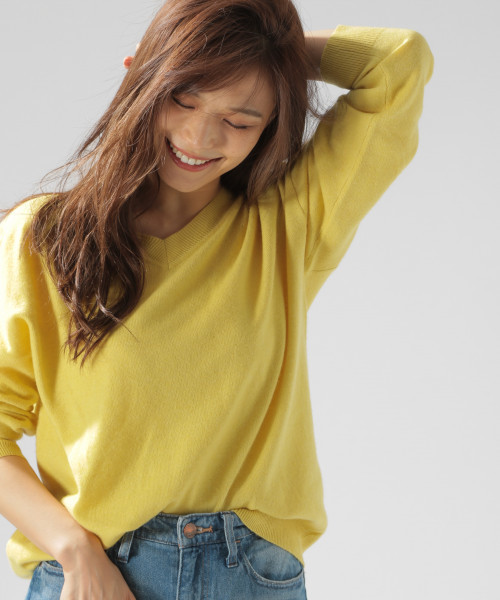 BAYFLOW（ベイフロー）の「[洗えるニット]カシミア混2WAYニットプルオーバー（ニット/セーター・レディース・セージグリーン/オフホワイト/グレー/ピンク/イエロー/ブルー・MEDIUM/SMALL）」の10枚目の写真