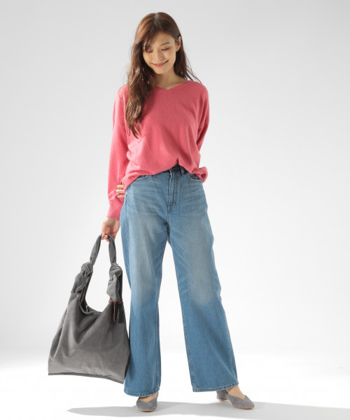 BAYFLOW（ベイフロー）の「[洗えるニット]カシミア混2WAYニットプルオーバー（ニット/セーター・レディース・セージグリーン/オフホワイト/グレー/ピンク/イエロー/ブルー・MEDIUM/SMALL）」の8枚目の写真