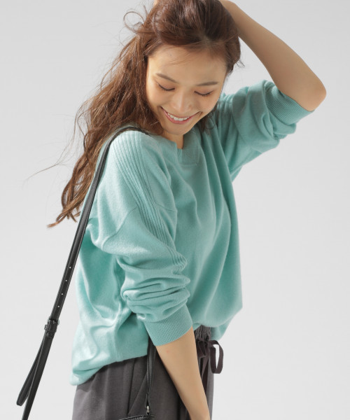 BAYFLOW（ベイフロー）の「[洗えるニット]カシミア混2WAYニットプルオーバー（ニット/セーター・レディース・セージグリーン/オフホワイト/グレー/ピンク/イエロー/ブルー・MEDIUM/SMALL）」の21枚目の写真