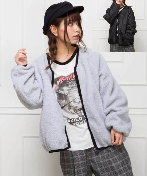 SpRay（スプレイ）の「ボアリバーシブルブルゾン（ブルゾン・レディース・ホワイト×ブラック/ホワイト系その他/ブラック系その他/グレー系その他/ベージュ系その他/ホワイト系その他2/ホワイト系その他3/ホワイト系その他4/ホワイト系その他5/ホワイト×ピンク/ブラック×ブラック・FREE/SMALL）」の10枚目の写真