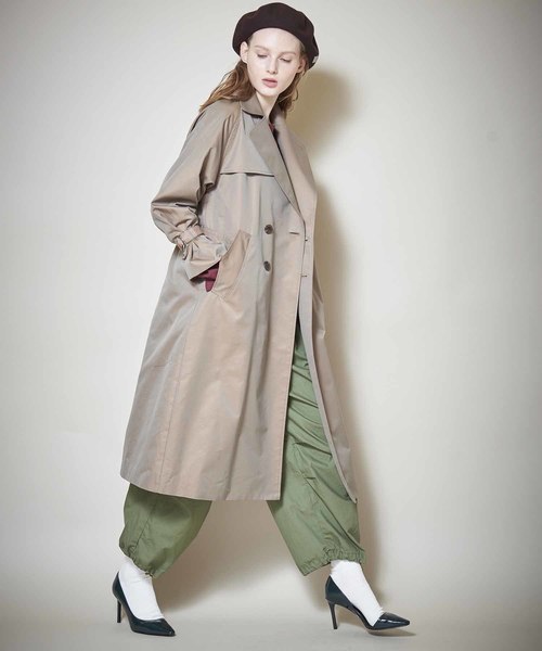 kha:ki（カーキ）の「「KHA:KI / カーキ」ワイドロングトレンチコート（トレンチコート・レディース・モカ/ブラック・1/2）」の6枚目の写真