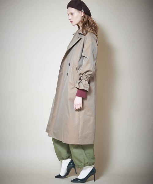 kha:ki（カーキ）の「「KHA:KI / カーキ」ワイドロングトレンチコート（トレンチコート・レディース・モカ/ブラック・1/2）」の7枚目の写真