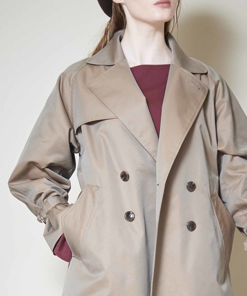 kha:ki（カーキ）の「「KHA:KI / カーキ」ワイドロングトレンチコート（トレンチコート・レディース・モカ/ブラック・1/2）」の9枚目の写真