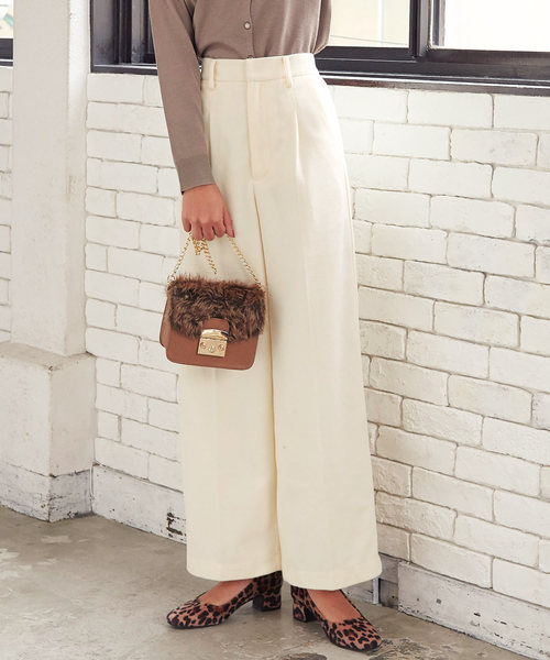 KOBE LETTUCE（コウベレタス）の「フェイクウールワイドパンツ＊レディース/ボトムス[M2302]神戸レタス（その他パンツ・レディース・ブラック/ベージュ/パープル/アイボリー/モカ/ブラウン系その他・FREE）」の3枚目の写真