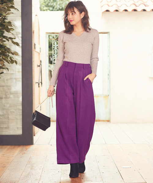 KOBE LETTUCE（コウベレタス）の「フェイクウールワイドパンツ＊レディース/ボトムス[M2302]神戸レタス（その他パンツ・レディース・ブラック/ベージュ/パープル/アイボリー/モカ/ブラウン系その他・FREE）」の15枚目の写真