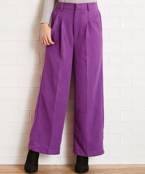 KOBE LETTUCE（コウベレタス）の「フェイクウールワイドパンツ＊レディース/ボトムス[M2302]神戸レタス（その他パンツ・レディース・ブラック/ベージュ/パープル/アイボリー/モカ/ブラウン系その他・FREE）」の9枚目の写真