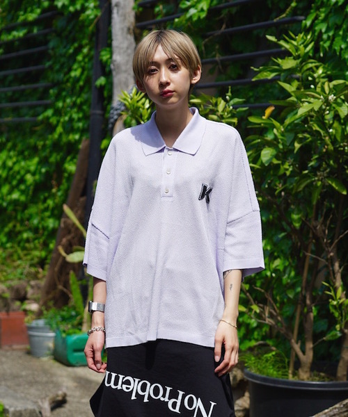 KAIKO(カイコー)の「KAIKO LARGER KNIT POLO SHIRT(ポロシャツ・メンズ・ブラック/ライトグレー/ライトグリーン/ライトパープル・S/M/L)」の12枚目の写真