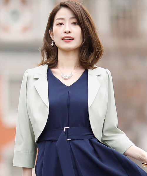 PourVous（プールヴー）の「テーラード ジャケット ショート ボレロ 結婚式対応 オケージョン （テーラードジャケット・レディース・ブラック/ベージュ/ミント・M/L）」の15枚目の写真