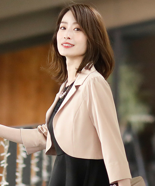 PourVous（プールヴー）の「テーラード ジャケット ショート ボレロ 結婚式対応 オケージョン （テーラードジャケット・レディース・ブラック/ベージュ/ミント・M/L）」の12枚目の写真