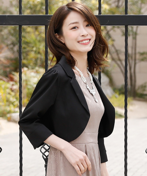 PourVous（プールヴー）の「テーラード ジャケット ショート ボレロ 結婚式対応 オケージョン （テーラードジャケット・レディース・ブラック/ベージュ/ミント・M/L）」の9枚目の写真