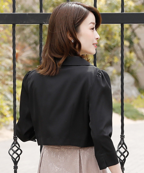 PourVous（プールヴー）の「テーラード ジャケット ショート ボレロ 結婚式対応 オケージョン （テーラードジャケット・レディース・ブラック/ベージュ/ミント・M/L）」の13枚目の写真