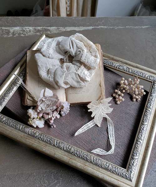 m.soeur（エムスール）の「おうちでワークショップ（シュシュ）（シュシュ・レディース・ホワイト/グリーン/ラベンダー・FREE）」の3枚目の写真