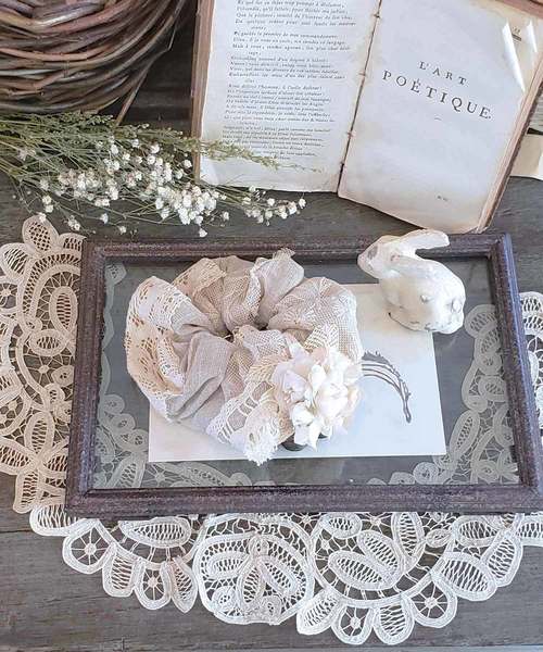 m.soeur（エムスール）の「おうちでワークショップ（シュシュ）（シュシュ・レディース・ホワイト/グリーン/ラベンダー・FREE）」の4枚目の写真