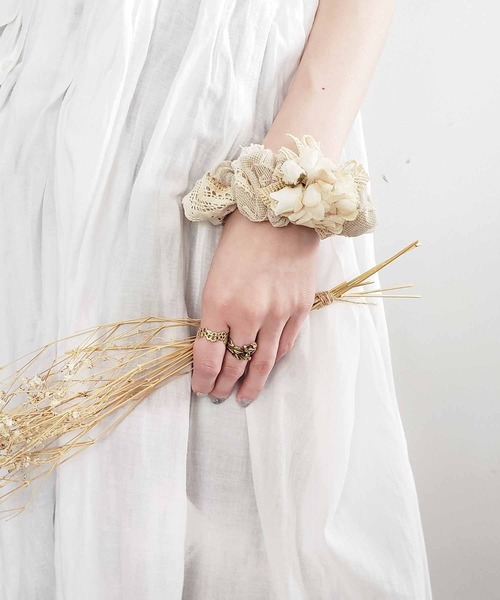 m.soeur（エムスール）の「おうちでワークショップ（シュシュ）（シュシュ・レディース・ホワイト/グリーン/ラベンダー・FREE）」の6枚目の写真