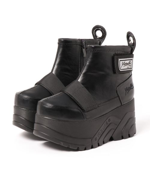 YOSUKE（ヨースケ）の「「YOSUKE/ヨースケ」厚底ベルティッドショートブーツ（ブーツ・レディース・ネイビー/ブラックミックス/ブラック/ホワイト・23.5/24/22.5/24.5/23）」の3枚目の写真