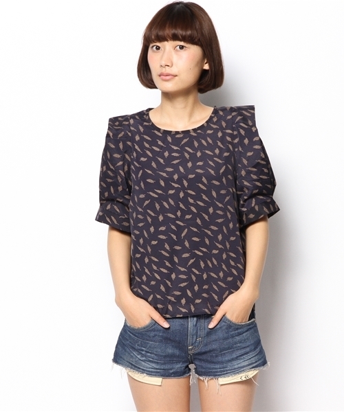 CIAOPANIC（チャオパニック）の「【Ciaopanic】袖タック半袖BL（シャツ/ブラウス・レディース・ベージュ/ネイビー・FREE）」の13枚目の写真