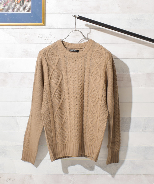 Bling Leads（ブリングリーズ）の「【Bl】ケーブル編みクルーネックニット（ニット/セーター・レディース・ブラック/ダークグリーン/ベージュ/ネイビー/グレー/オフホワイト/ブルー/アイボリー/マスタード/モカ/キャメル/ワイン/ピンク・MEDIUM/X-LARGE/LARGE）」の19枚目の写真