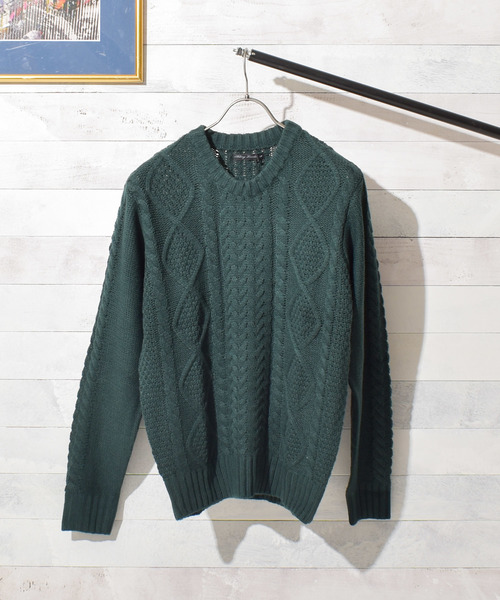 Bling Leads（ブリングリーズ）の「【Bl】ケーブル編みクルーネックニット（ニット/セーター・レディース・ブラック/ダークグリーン/ベージュ/ネイビー/グレー/オフホワイト/ブルー/アイボリー/マスタード/モカ/キャメル/ワイン/ピンク・MEDIUM/X-LARGE/LARGE）」の20枚目の写真