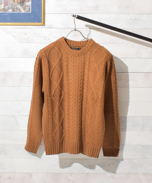 Bling Leads（ブリングリーズ）の「【Bl】ケーブル編みクルーネックニット（ニット/セーター・レディース・ブラック/ダークグリーン/ベージュ/ネイビー/グレー/オフホワイト/ブルー/アイボリー/マスタード/モカ/キャメル/ワイン/ピンク・MEDIUM/X-LARGE/LARGE）」の22枚目の写真