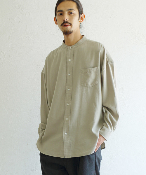 Ressaca(レサーカ)の「ビッグシルエットバンドカラーフランネルシャツ(シャツ/ブラウス・メンズ・ベージュ/ベージュ系その他/ブラック/カーキ/ホワイト・M/L)」の4枚目の写真