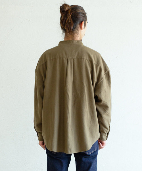 Ressaca(レサーカ)の「ビッグシルエットバンドカラーフランネルシャツ(シャツ/ブラウス・メンズ・ベージュ/ベージュ系その他/ブラック/カーキ/ホワイト・M/L)」の8枚目の写真