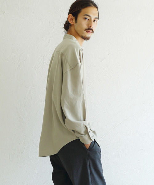 Ressaca(レサーカ)の「ビッグシルエットバンドカラーフランネルシャツ(シャツ/ブラウス・メンズ・ベージュ/ベージュ系その他/ブラック/カーキ/ホワイト・M/L)」の10枚目の写真