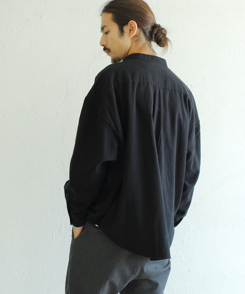 Ressaca(レサーカ)の「ビッグシルエットバンドカラーフランネルシャツ(シャツ/ブラウス・メンズ・ベージュ/ベージュ系その他/ブラック/カーキ/ホワイト・M/L)」の18枚目の写真