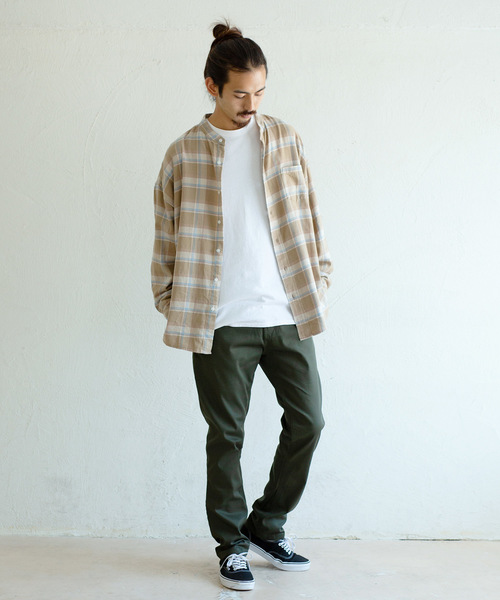 Ressaca(レサーカ)の「ビッグシルエットバンドカラーフランネルシャツ(シャツ/ブラウス・メンズ・ベージュ/ベージュ系その他/ブラック/カーキ/ホワイト・M/L)」の22枚目の写真
