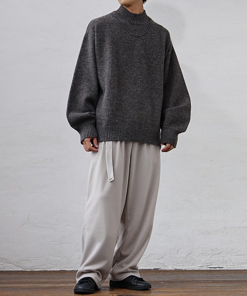 MinoriTY（マイノリティ）の「【MinoriTY復刻】裏起毛ベルト付きタックワイドパンツ スラックス メンズ 暖かパンツ 裏ボア 冬服 バギーパンツ（スウェットパンツ・メンズ・ブラック/ベージュ/ネイビー/ブラウン/ブラック系その他/グレー系その他/チャコール/カーキ/オートミール/ダークブラック/チェック・M/L/XL/S）」の20枚目の写真