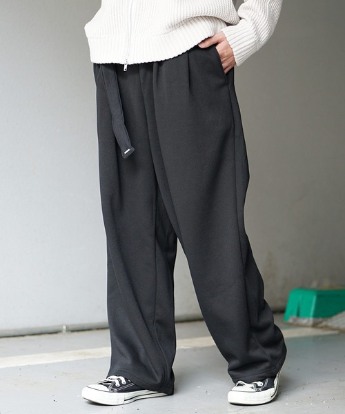 the bercedes menz スウェットパンツ MinoriTY復刻】裏起毛ベルト付きタックワイドパンツ スラックス メンズ